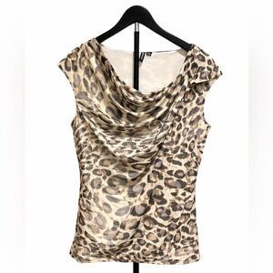 Relativity Animal Print Cowl Neck Blouse